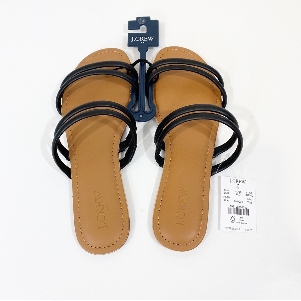 NEW J. Crew Black Seaside Slide Slip On Sandals - Picture 2 of 8